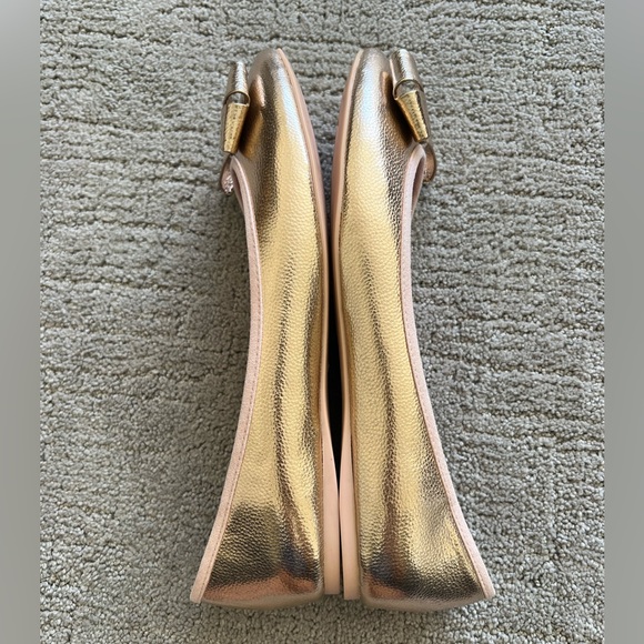 Ted Baker Immep Rose Gold Leather Bow Ballet Flats - Picture 5 of 12